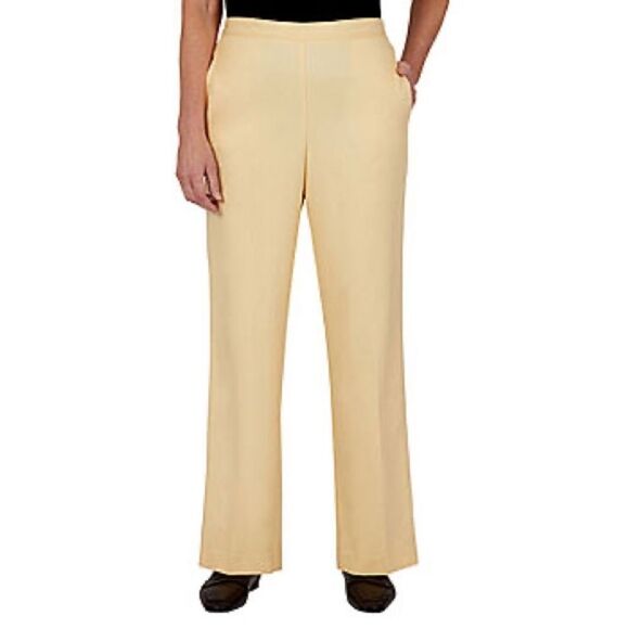 ALFRED DUNNER BUTTERCUP YELLOW STRAIGHT LEG COMFORT WAIST PANTS SIZE 10 - Picture 1 of 8